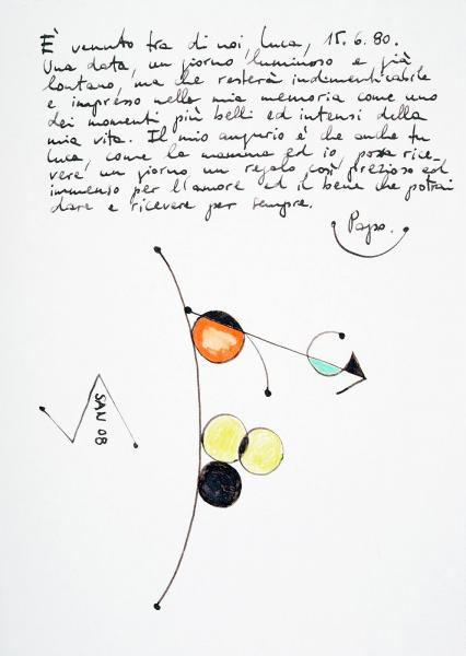 Luca’s Birthday, 2008, Felt-tip and pastel on paper, cm 30 x 21