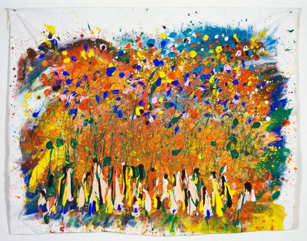 Raduno, 2009, Gouache on canvas, cm 122 x 155