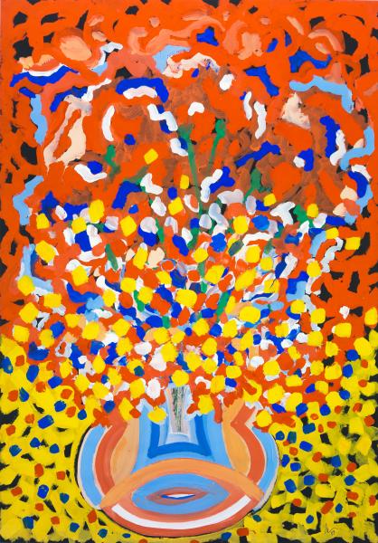 Fiori senza fine, 2009, Gouache on black paper, cm 100 x 70