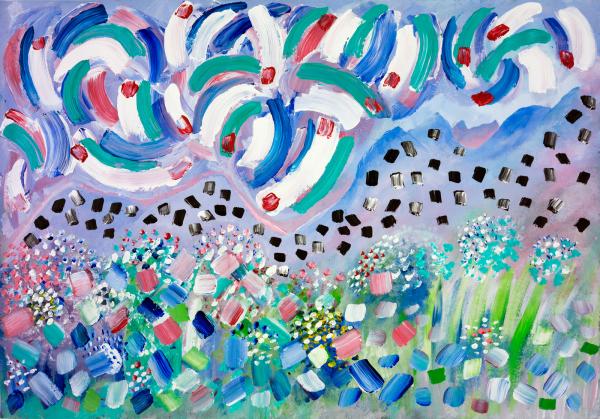 Nuvole, 2013, Acrilyc on white cardboard, cm 70 x 100