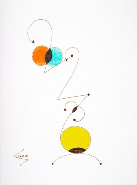 Numeri n. 18, 2008, Felt-tip and pastel on paper, cm 40 x 30