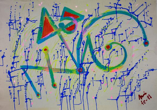 Numeri n. 10, A mio fratello Ranzo, 2011, Acrylic on black paper, cm 70 x 100