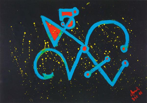 Numeri n. 3, 2011, Acrilyc on black paper, cm 70 x 100