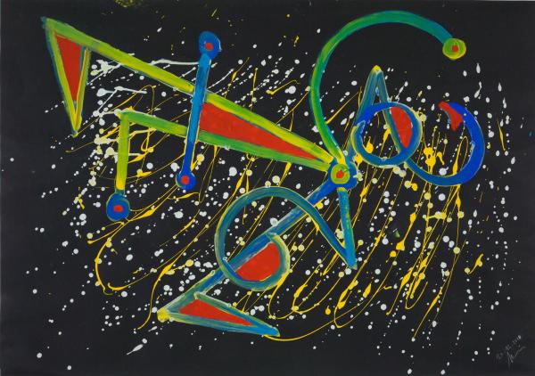 Numeri n. 5, 2011, Acrylic on black paper, cm 70 x 100