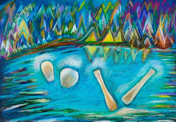 Lago Dosso, Omaggio a Piera Crovetti, 2013, Pastel on black paper, cm 70 x 100