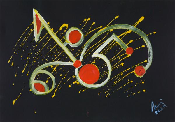 Numeri n. 2, Renzo Zendralli’s Birthday, 2011, Acrilyc on black paper, cm 70 x 100