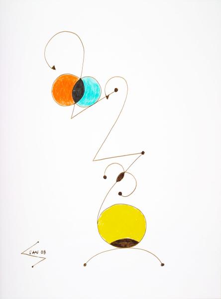 Numeri n. 18, 2008, Felt-tip and pastel on paper, cm 40 x 30