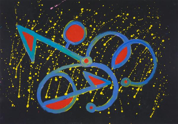 Numeri n. 8, 2011, Acrylic on black paper, cm 70 x 100